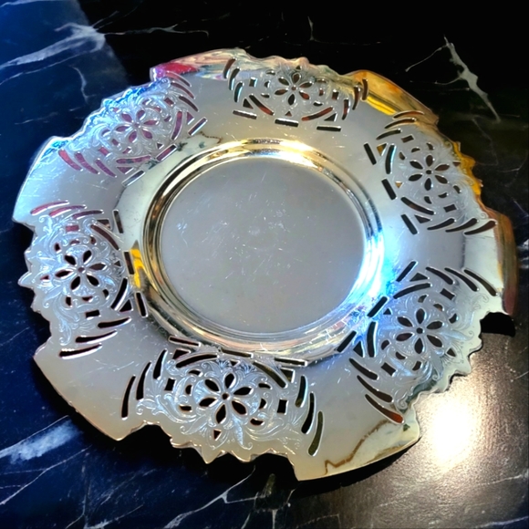 Vtg Forman Bros. Chrome Ware Reticulate Serving Plate Tray Platter 10” Art Deco - Picture 1 of 2